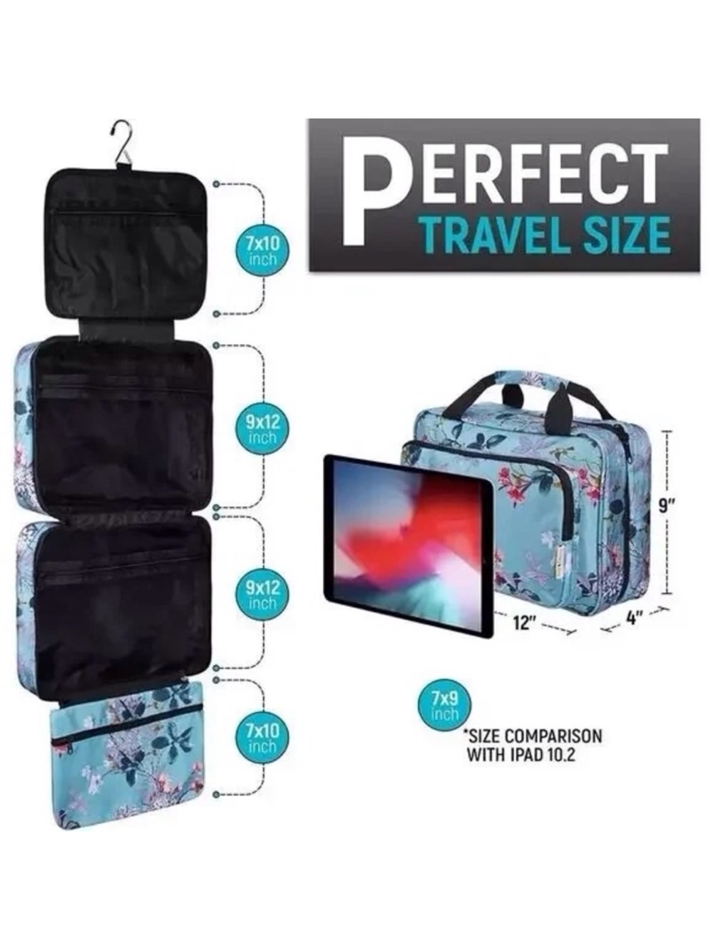 Floral blueTravel Organizer Bag - Picture 3 of 4